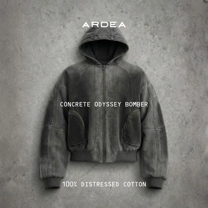 Ardea Concrete Odyssey bomber jacket product ad