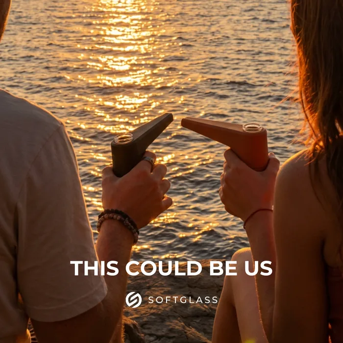 Softglass lifestyle ad at sunset, “This could be us”